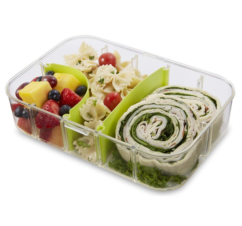 PackIt Flex Bento Food Storage Container, Lime Punch, Shatterproof Crystal Clear Base, with Leak-resistant Lid, Flexible Dividers, Microwavable, Dishwasher Safe, Perfect for Customizing Lunch - Image 5
